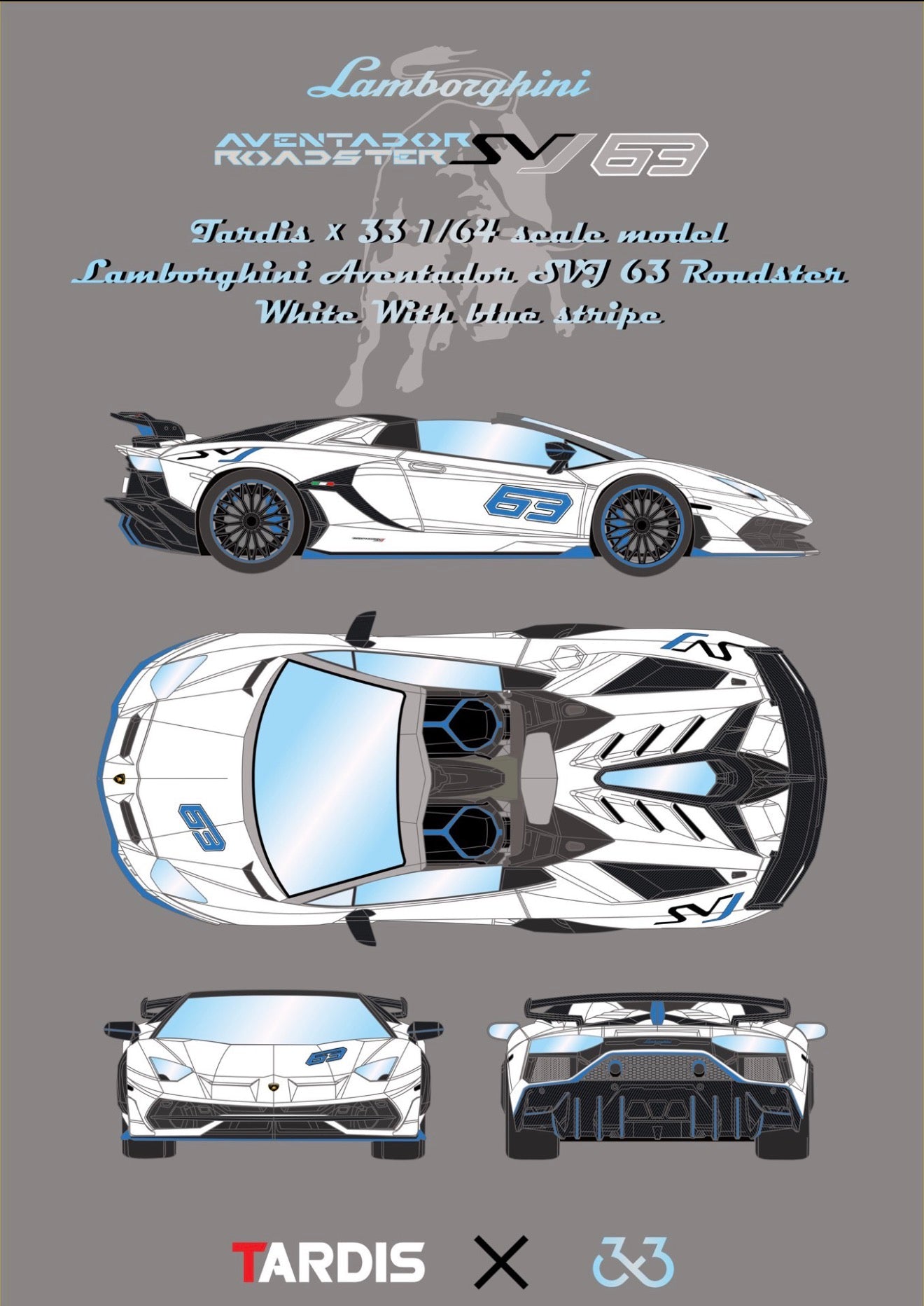 TARDIS 1/64 Lamborghini SVJ Resin model
