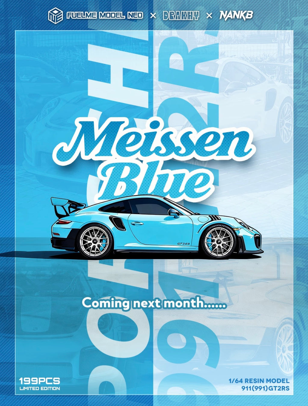 790Fuelme812x2+911(991)GT2RS Meissenx2 british Racing Green Resin model