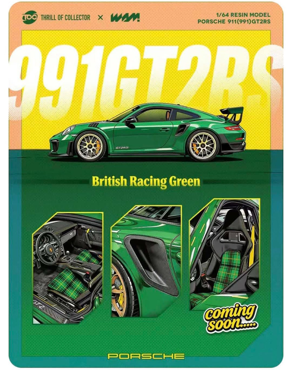 790Fuelme812x2+911(991)GT2RS Meissenx2 british Racing Green Resin model